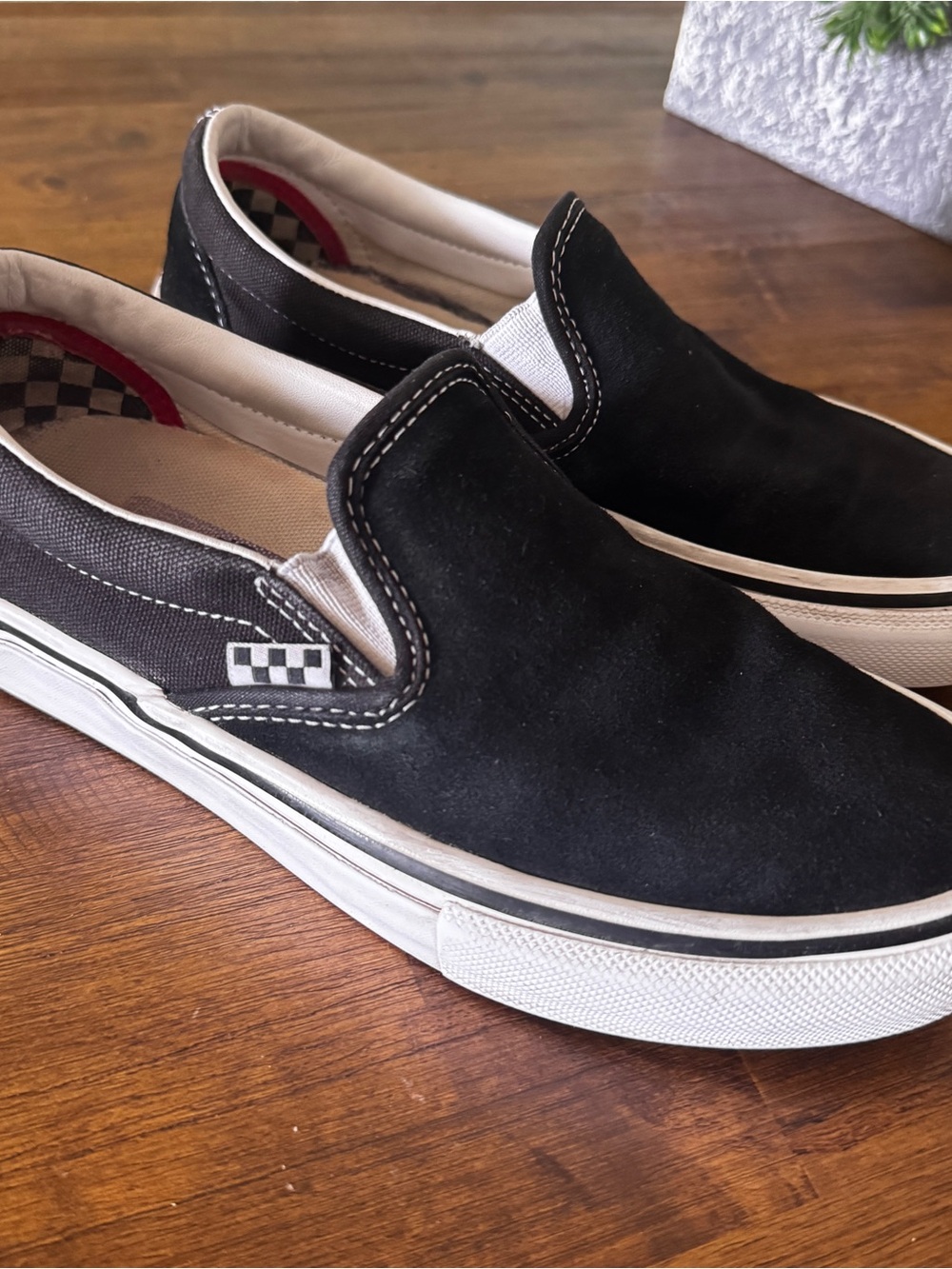 Vans Black Slip-On Suede & Canvas Loafers